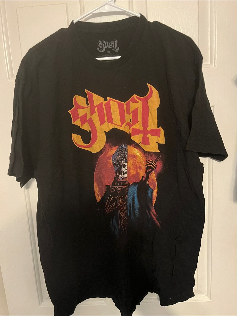 Ghost Black Short Sleeve Graphic Tee with Yellow and Orange Print